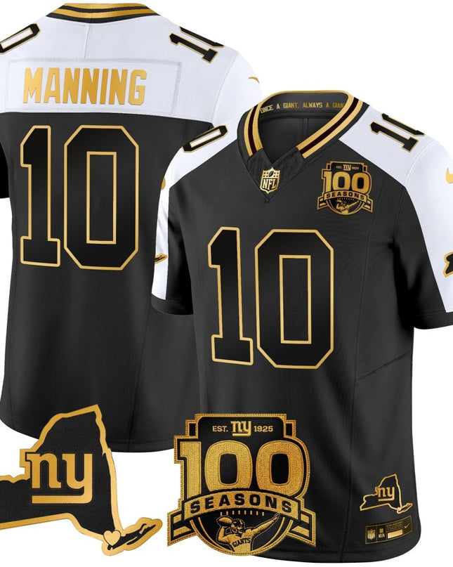 Men's New York Giants 100th Season & State Patch Gold Vapor Limited Jersey - All Stitched NYG_KDZ - KINDOZY