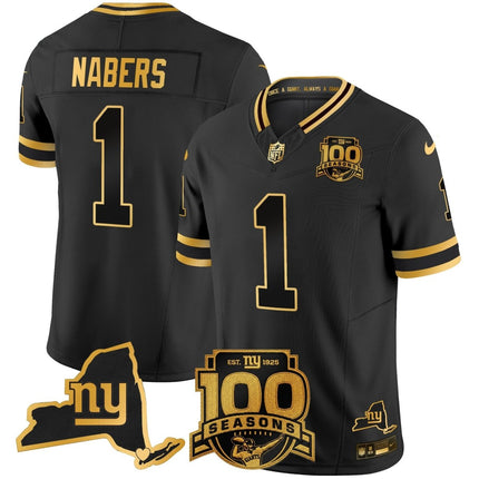 Men's New York Giants 100th Season & State Patch Gold Vapor Limited Jersey - All Stitched NYG_KDZ - KINDOZY