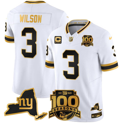 Men's New York Giants 100th Season & State Patch Gold Vapor Limited Jersey - All Stitched NYG_KDZ - KINDOZY