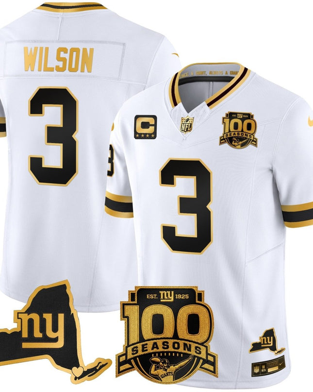 Men's New York Giants 100th Season & State Patch Gold Vapor Limited Jersey - All Stitched NYG_KDZ - KINDOZY