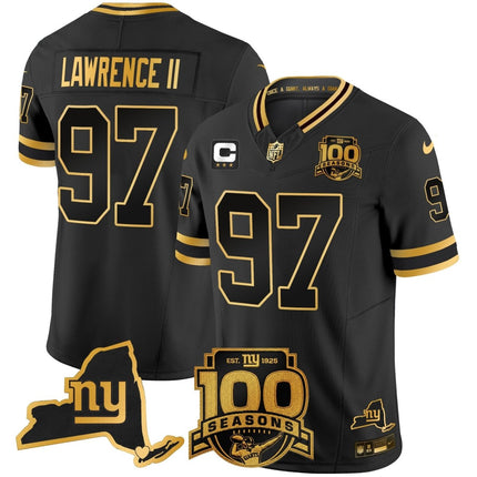 Men's New York Giants 100th Season & State Patch Gold Vapor Limited Jersey - All Stitched NYG_KDZ - KINDOZY