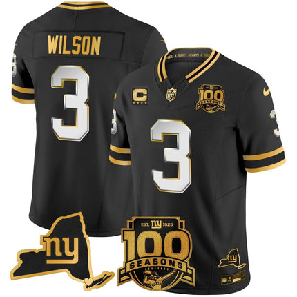 Men's New York Giants 100th Season & State Patch Gold Vapor Limited Jersey - All Stitched NYG_KDZ - KINDOZY
