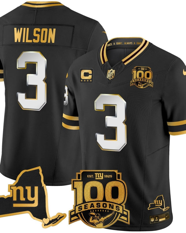 Men's New York Giants 100th Season & State Patch Gold Vapor Limited Jersey - All Stitched NYG_KDZ - KINDOZY