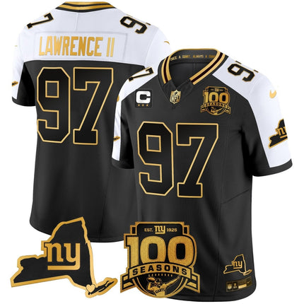 Men's New York Giants 100th Season & State Patch Gold Vapor Limited Jersey - All Stitched NYG_KDZ - KINDOZY