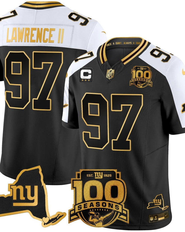 Men's New York Giants 100th Season & State Patch Gold Vapor Limited Jersey - All Stitched NYG_KDZ - KINDOZY