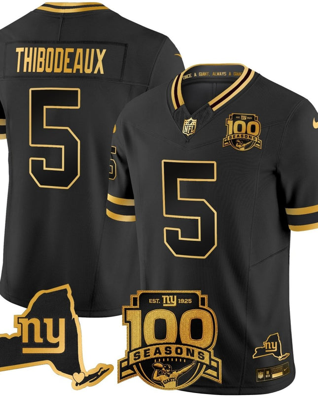 Men's New York Giants 100th Season & State Patch Gold Vapor Limited Jersey - All Stitched NYG_KDZ - KINDOZY