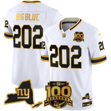 Men's New York Giants 100th Season & State Patch Gold Vapor Limited Jersey - All Stitched NYG_KDZ - KINDOZY