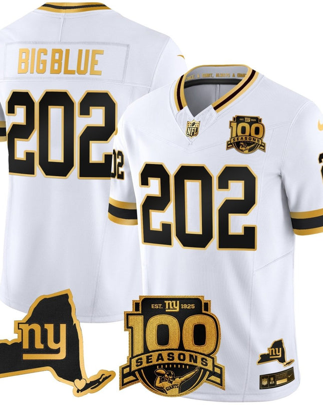 Men's New York Giants 100th Season & State Patch Gold Vapor Limited Jersey - All Stitched NYG_KDZ - KINDOZY