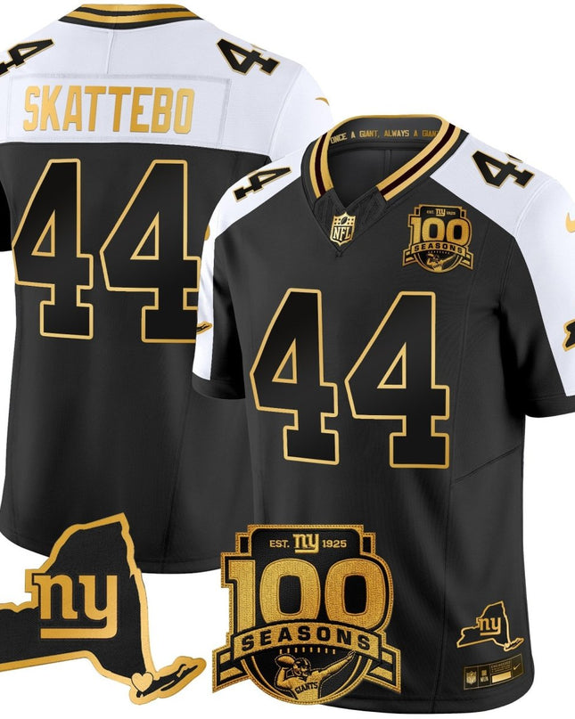 Men's New York Giants 100th Season & State Patch Gold Vapor Limited Jersey - All Stitched NYG_KDZ - KINDOZY