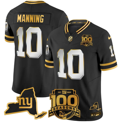 Men's New York Giants 100th Season & State Patch Gold Vapor Limited Jersey - All Stitched NYG_KDZ - KINDOZY