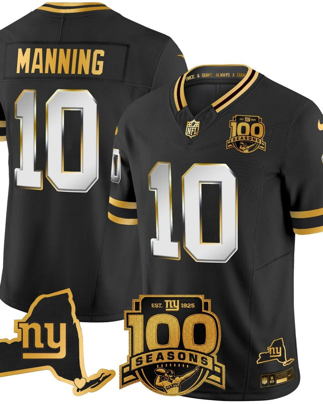 Men's New York Giants 100th Season & State Patch Gold Vapor Limited Jersey - All Stitched NYG_KDZ - KINDOZY