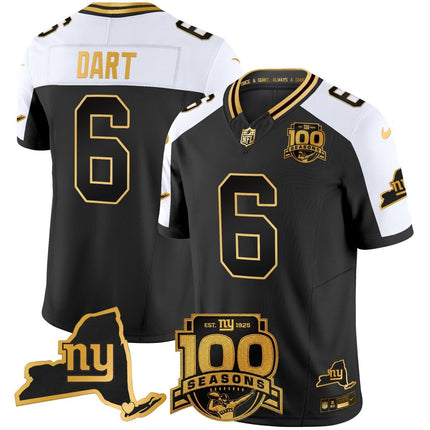 Men's New York Giants 100th Season & State Patch Gold Vapor Limited Jersey - All Stitched NYG_KDZ - KINDOZY