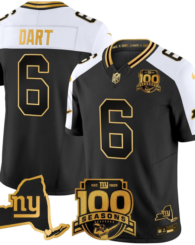 Men's New York Giants 100th Season & State Patch Gold Vapor Limited Jersey - All Stitched NYG_KDZ - KINDOZY