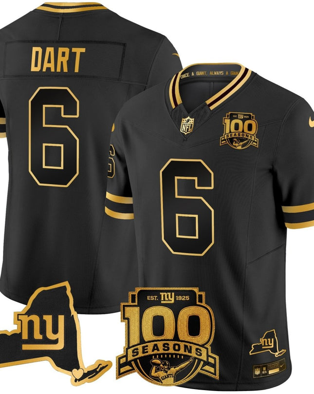 Men's New York Giants 100th Season & State Patch Gold Vapor Limited Jersey - All Stitched NYG_KDZ - KINDOZY