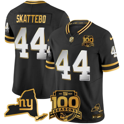 Men's New York Giants 100th Season & State Patch Gold Vapor Limited Jersey - All Stitched NYG_KDZ - KINDOZY
