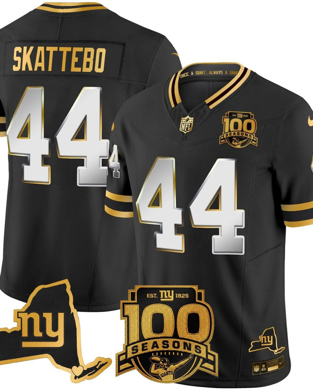 Men's New York Giants 100th Season & State Patch Gold Vapor Limited Jersey - All Stitched NYG_KDZ - KINDOZY