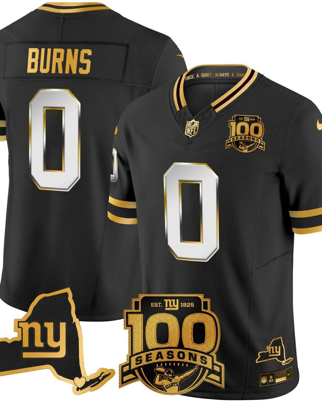 Men's New York Giants 100th Season & State Patch Gold Vapor Limited Jersey - All Stitched NYG_KDZ - KINDOZY