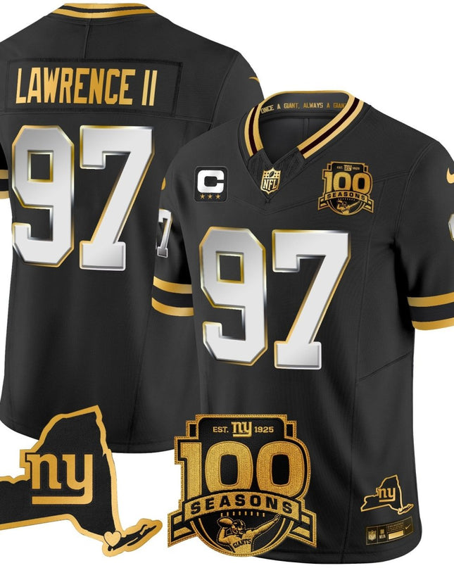 Men's New York Giants 100th Season & State Patch Gold Vapor Limited Jersey - All Stitched NYG_KDZ - KINDOZY