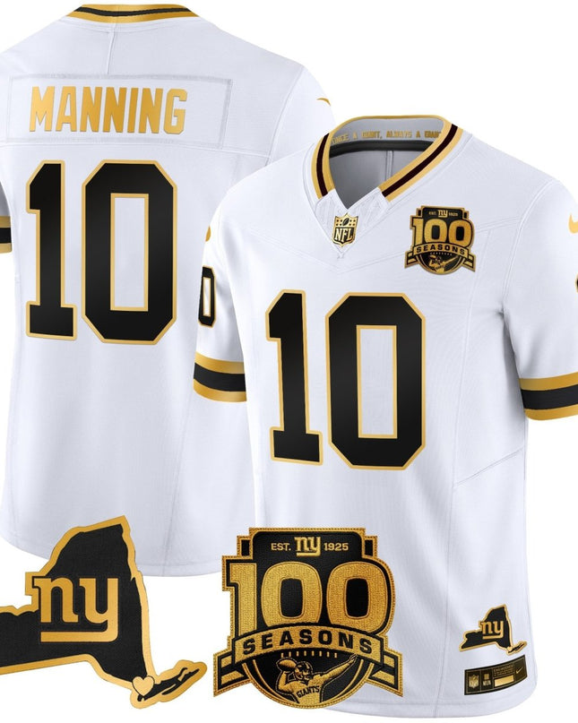 Men's New York Giants 100th Season & State Patch Gold Vapor Limited Jersey - All Stitched NYG_KDZ - KINDOZY