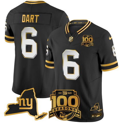 Men's New York Giants 100th Season & State Patch Gold Vapor Limited Jersey - All Stitched NYG_KDZ - KINDOZY