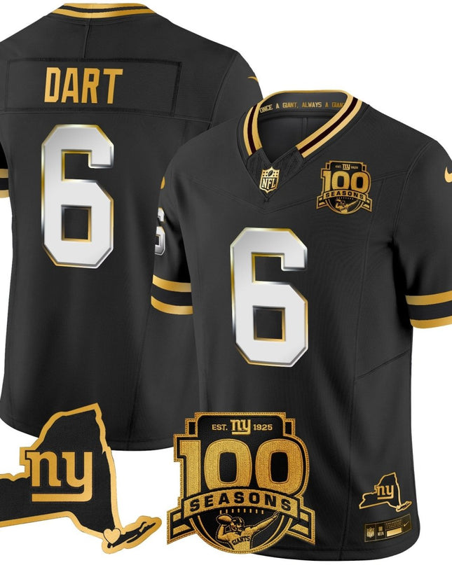 Men's New York Giants 100th Season & State Patch Gold Vapor Limited Jersey - All Stitched NYG_KDZ - KINDOZY