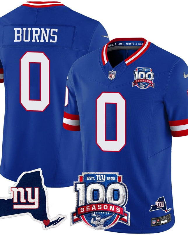 Men's New York Giants 100th Season & State Patch Vapor Limited Jersey - All Stitched NYG_KDZ - KINDOZY