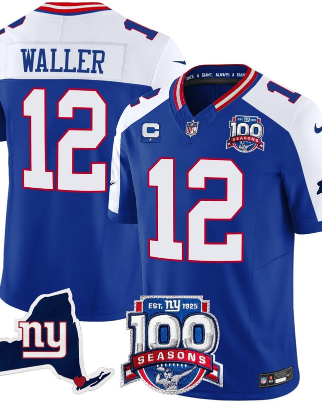 Men's New York Giants 100th Season & State Patch Vapor Limited Jersey - All Stitched NYG_KDZ - KINDOZY