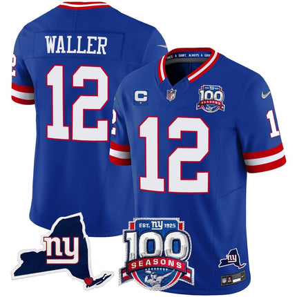 Men's New York Giants 100th Season & State Patch Vapor Limited Jersey - All Stitched NYG_KDZ - KINDOZY