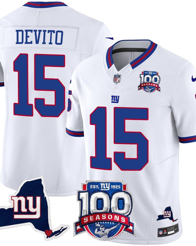 Men's New York Giants 100th Season & State Patch Vapor Limited Jersey - All Stitched NYG_KDZ - KINDOZY