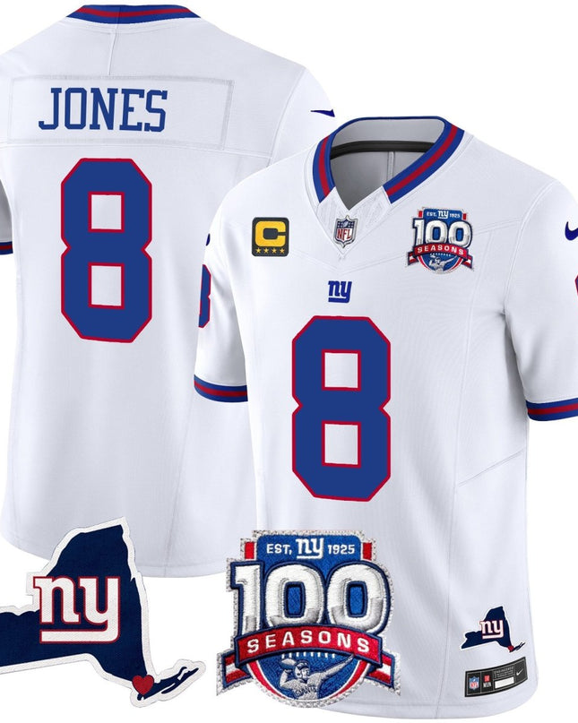 Men's New York Giants 100th Season & State Patch Vapor Limited Jersey - All Stitched NYG_KDZ - KINDOZY