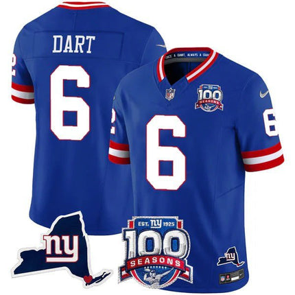 Men's New York Giants 100th Season & State Patch Vapor Limited Jersey - All Stitched NYG_KDZ - KINDOZY