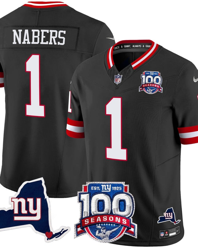 Men's New York Giants 100th Season & State Patch Vapor Limited Jersey - All Stitched NYG_KDZ - KINDOZY