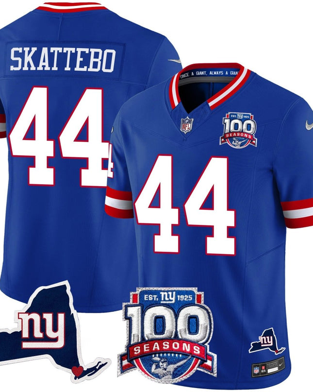 Men's New York Giants 100th Season & State Patch Vapor Limited Jersey - All Stitched NYG_KDZ - KINDOZY