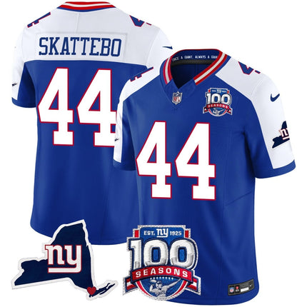 Men's New York Giants 100th Season & State Patch Vapor Limited Jersey - All Stitched NYG_KDZ - KINDOZY