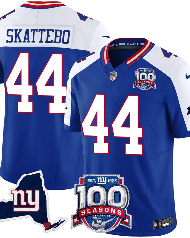 Men's New York Giants 100th Season & State Patch Vapor Limited Jersey - All Stitched NYG_KDZ - KINDOZY