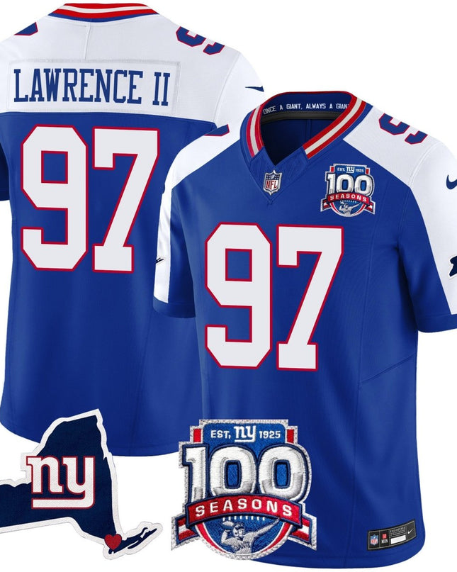 Men's New York Giants 100th Season & State Patch Vapor Limited Jersey - All Stitched NYG_KDZ - KINDOZY