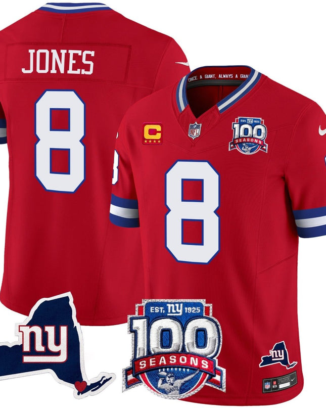Men's New York Giants 100th Season & State Patch Vapor Limited Jersey - All Stitched NYG_KDZ - KINDOZY