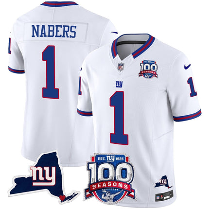 Men's New York Giants 100th Season & State Patch Vapor Limited Jersey - All Stitched NYG_KDZ - KINDOZY
