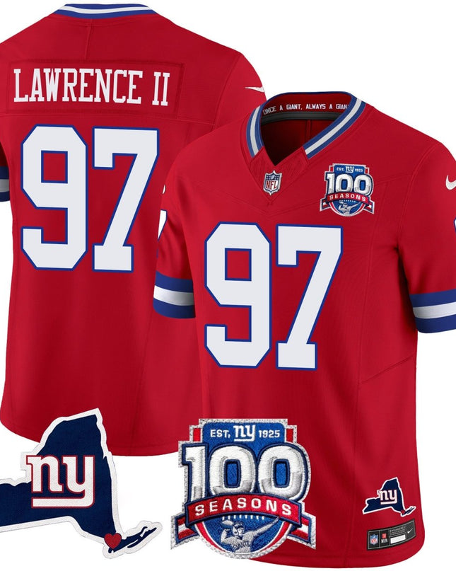 Men's New York Giants 100th Season & State Patch Vapor Limited Jersey - All Stitched NYG_KDZ - KINDOZY
