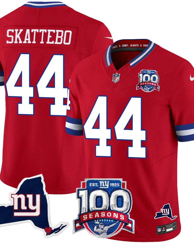 Men's New York Giants 100th Season & State Patch Vapor Limited Jersey - All Stitched NYG_KDZ - KINDOZY