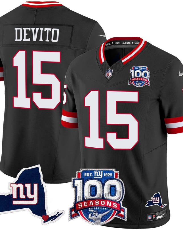 Men's New York Giants 100th Season & State Patch Vapor Limited Jersey - All Stitched NYG_KDZ - KINDOZY