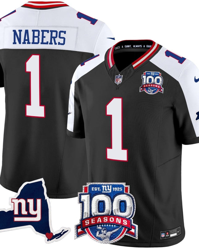Men's New York Giants 100th Season & State Patch Vapor Limited Jersey - All Stitched NYG_KDZ - KINDOZY