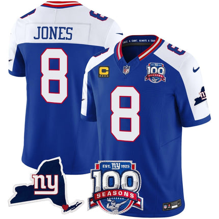 Men's New York Giants 100th Season & State Patch Vapor Limited Jersey - All Stitched NYG_KDZ - KINDOZY