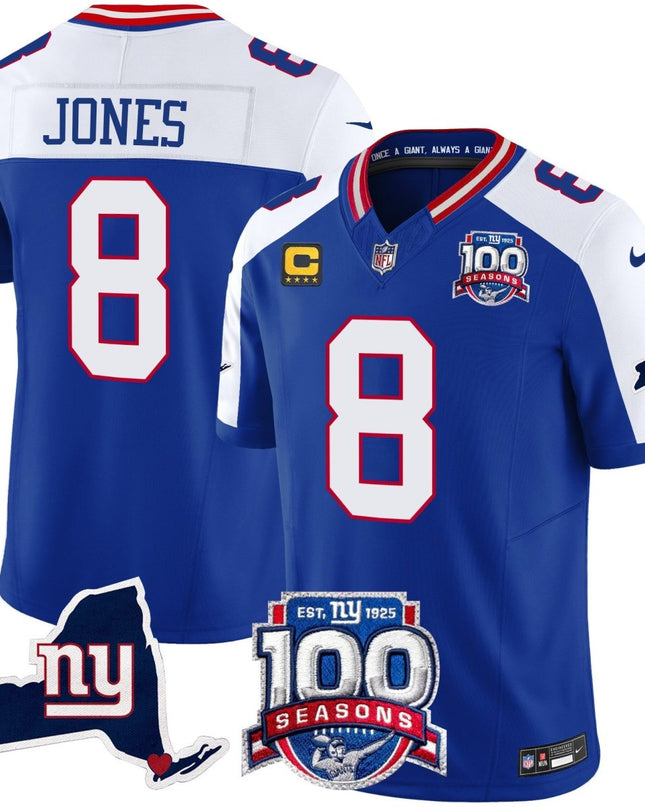 Men's New York Giants 100th Season & State Patch Vapor Limited Jersey - All Stitched NYG_KDZ - KINDOZY