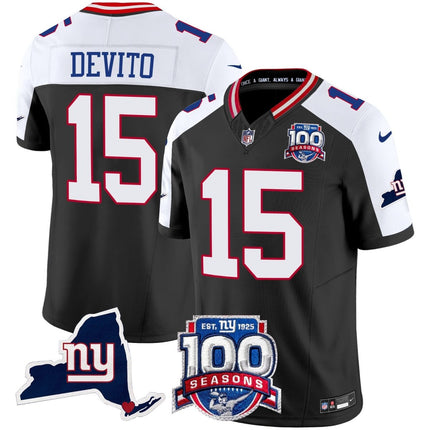 Men's New York Giants 100th Season & State Patch Vapor Limited Jersey - All Stitched NYG_KDZ - KINDOZY