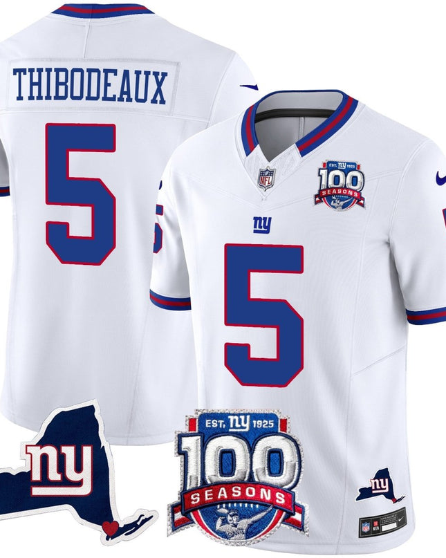 Men's New York Giants 100th Season & State Patch Vapor Limited Jersey - All Stitched NYG_KDZ - KINDOZY