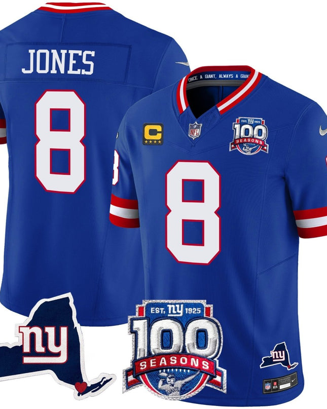Men's New York Giants 100th Season & State Patch Vapor Limited Jersey - All Stitched NYG_KDZ - KINDOZY