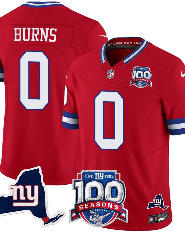 Men's New York Giants 100th Season & State Patch Vapor Limited Jersey - All Stitched NYG_KDZ - KINDOZY