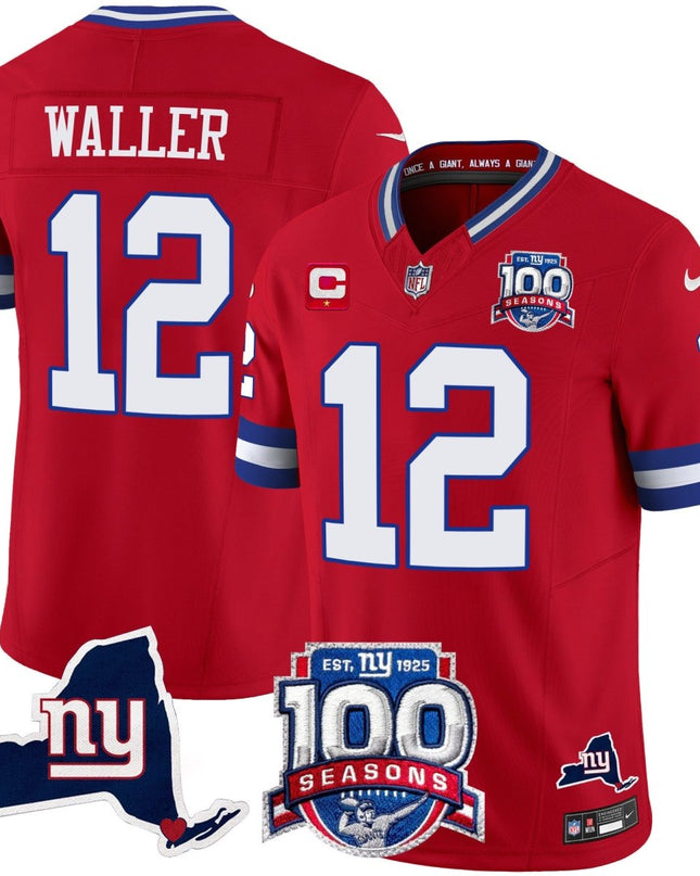 Men's New York Giants 100th Season & State Patch Vapor Limited Jersey - All Stitched NYG_KDZ - KINDOZY