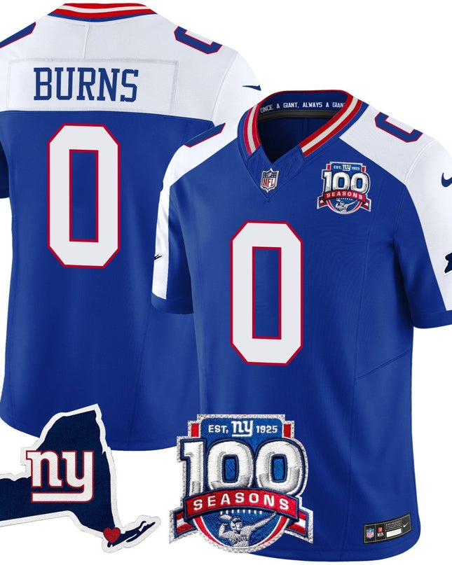 Men's New York Giants 100th Season & State Patch Vapor Limited Jersey - All Stitched NYG_KDZ - KINDOZY